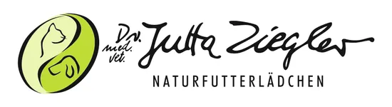 Logo mit grünem Kreis und Silhouetten von Katze und Hund, Text Dr. Jutta Ziegler