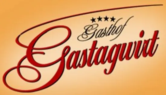 Gastagwirt Gasthof Logo mit vier Sternen auf beigem Hintergrund
