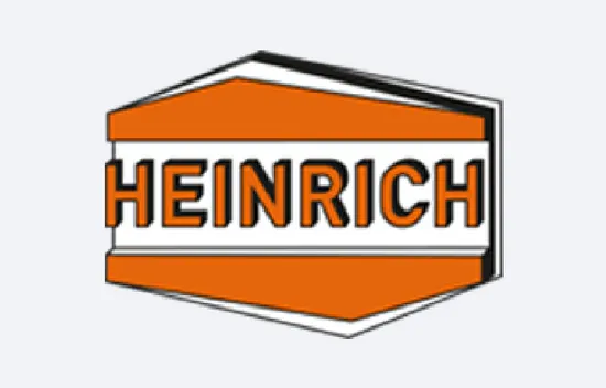 Heinrich-Logo mit orange-weißem geometrischem Design
