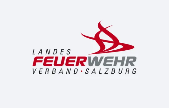 Logo des Landesfeuerwehrverbandes Salzburg mit stilisierter roter Flamme